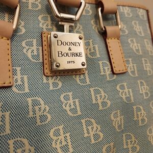 Dooney & Bourke Baby Blue and Tan Bucket Bag